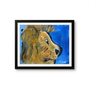Original Abstract Lion's Face Painting Signed Acrylic Canvas Modern Art